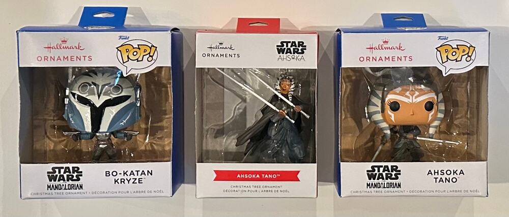 3 New Hallmark Funko Pop Star Wars Christmas Ornament Ahsoka Tano Bo-Katan Kryze